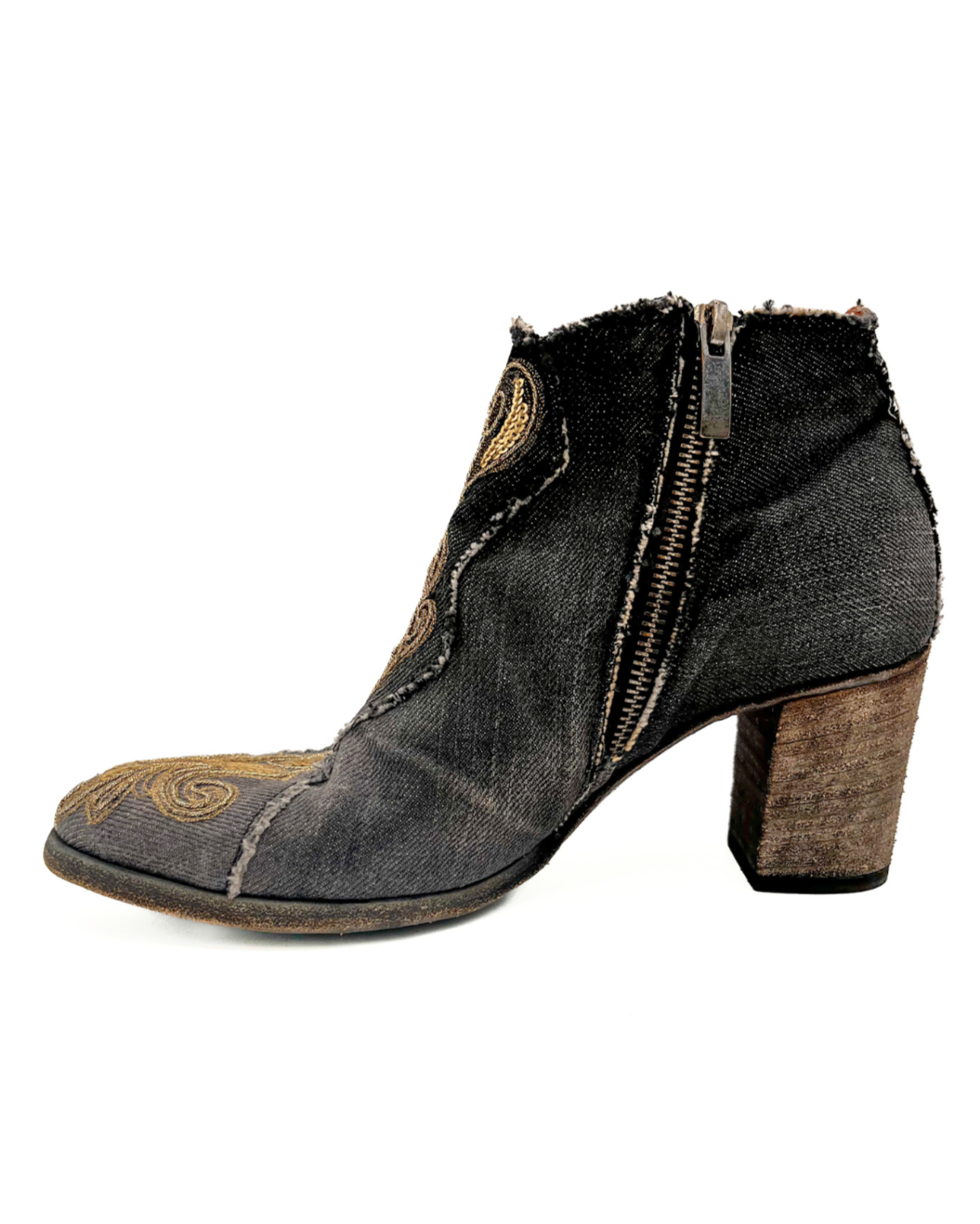 GOLD Heeled Bootie (Denim)
