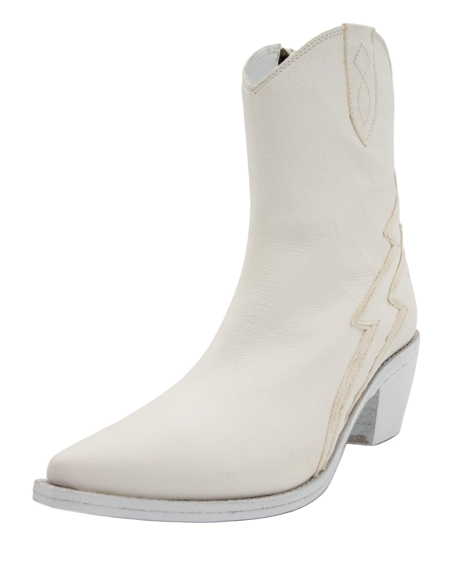 White cowboy boot on a white background