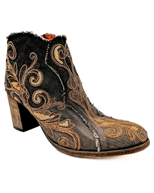 GOLD Heeled Bootie (Denim)